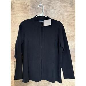 Liz Claiborne Black Full Zip Stand Collar Silk‎ Blend Women's Jacket Size 1X